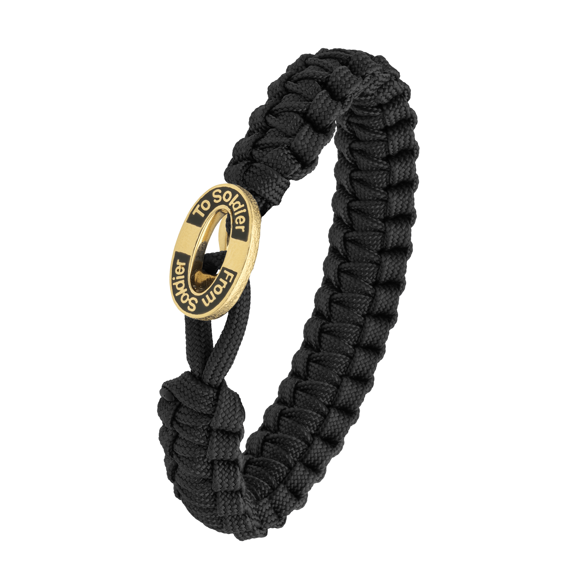 FSTS Bracelet Black with Gold Plated 316L Stainless Steel Black Enamel Lock - Svart, Guldfärg (220 mm)