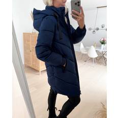 JDY jakke skylar padded hood naval academy/black - S / Mørkeblå