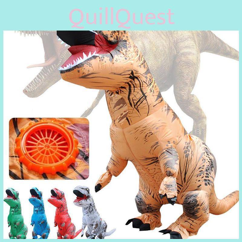 Unisex T-rex uppblåsbar dinosauriedräkt med kompakt förvaring och komfort violett