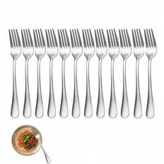 6/12 stycken gaffel i rostfritt stål (6,7 tum) gaffel, salladsgaffel, högkvalitativ gaffel i rostfritt stål, gaffelset för hem, kök, restaurang, bords - Silver (12 stycken,6 stycken)