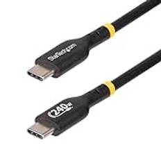 StarTech.com 4 m USB C-laddningskabel, USB-IF-certifierad USB-kabel, 240 W PD EPR, USB 2.0 typ-C bärbar datorladdningskabel, M/M