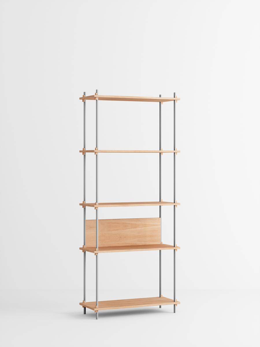 MOEBE - Reolsystem Classic Høj, Oak,Stainless Steel.