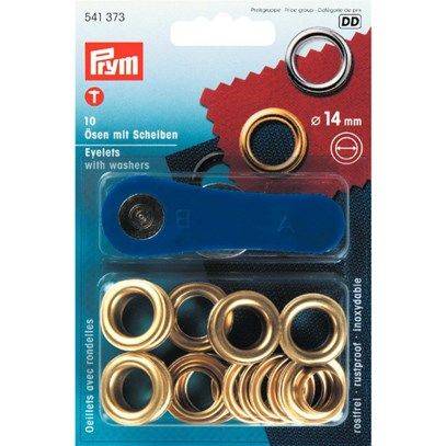 Öljetter från Prym Dia. 14 mm. Färg: Guld.
