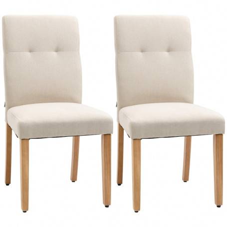 2x Matstolar Set Stoppad Beige 50 x 62 x 96 cm