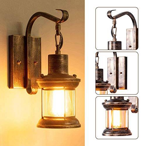 OUKANING Antik retro vintage industriellt trä vägglampa lampa vägglampa ljus