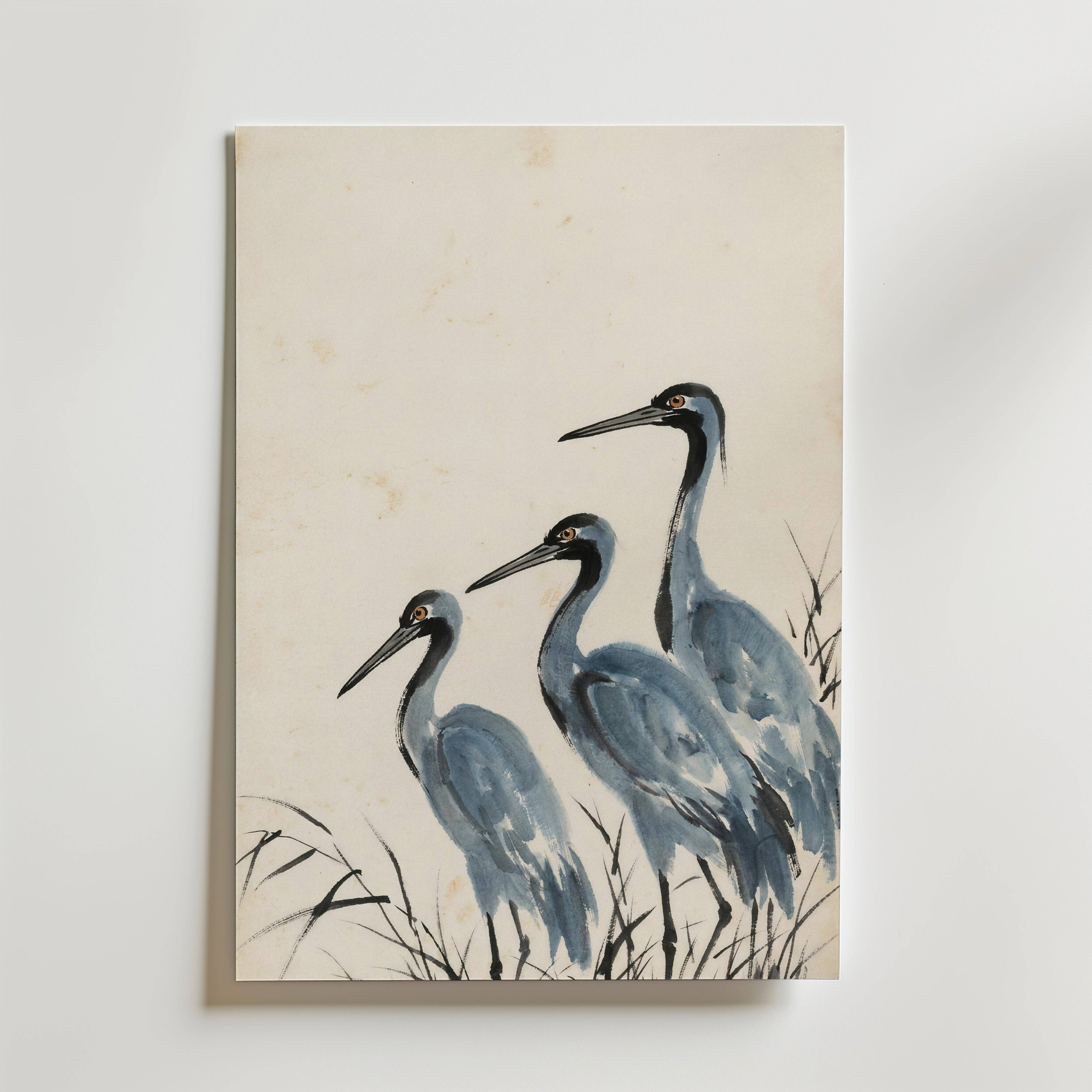 Ink Storks Poster by Caroline Engstr�m - Fine Art Poster 70x100 cm Utan passepartout