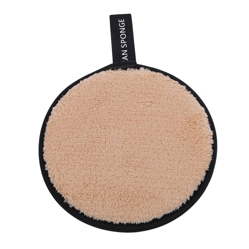 1 st flerfärgad sminkpuff mikrofibersvamp tygdyna sminkborttagningsmedel ansiktstvätt sminkverktyg skönhet koreansk - Kaki