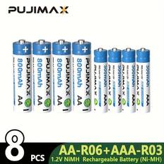 TEMU Pujimax Nickel-metal Hydride Battery 1.2v Aa800mah + Aaa300mah Set, Large Capacity For Remote Control, Alarm Clock, Doorbell, Gas Stove, Car Key, Game Controller, Flashlight, & Durable