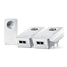 devolo Magic 2 WiFi 6 multiroom-kit, WLAN Powerline-adapter – upp till 2 400 Mbit/s, nät-WLAN-uttag, 4 x Gigabit LAN, åtkomstpunkt, dLAN 2.0, vit