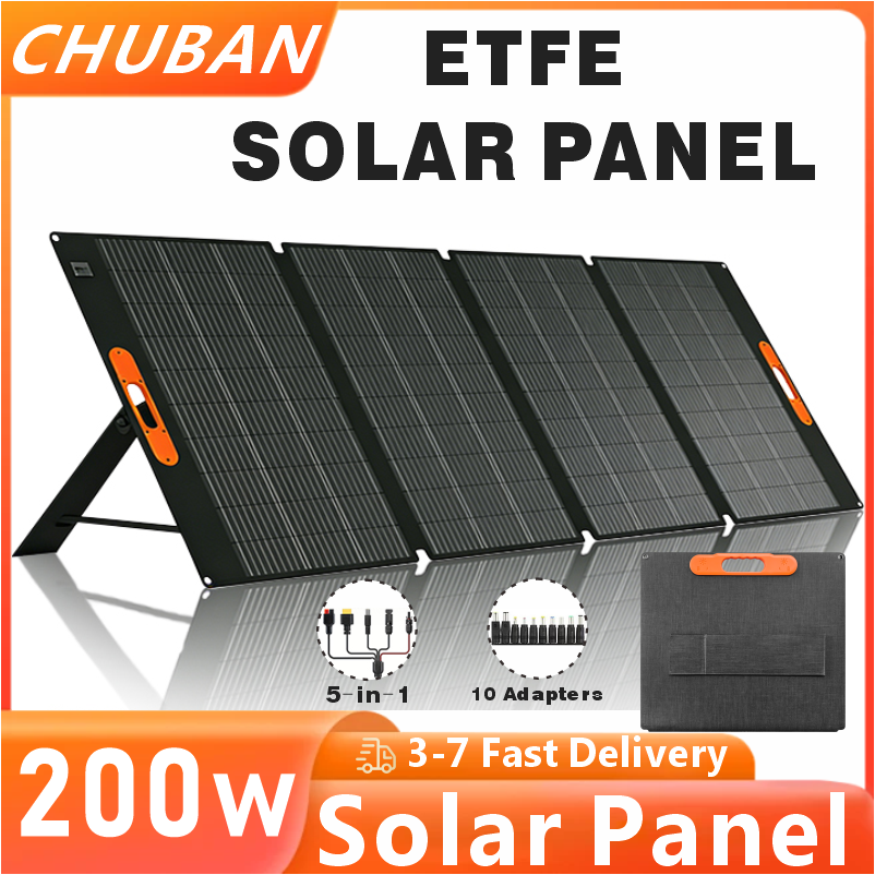 200W Folding Solar Panel 100W Flexible Solar Charger 21V Portable Solar Power Bank Waterproof IP68 for Outdoor Camping Hiking