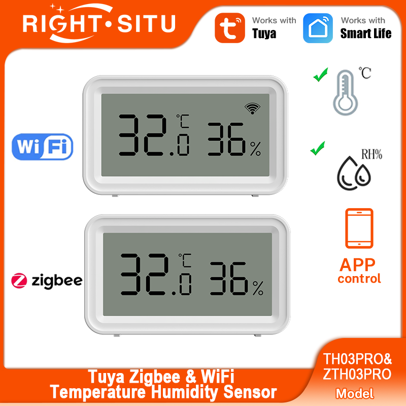 Tuya Zigbee 3.0 WiFi Temperature Humidity Sensor Smart Thermometer Hygrometer APP Remote Control Work with Yandex Alexa