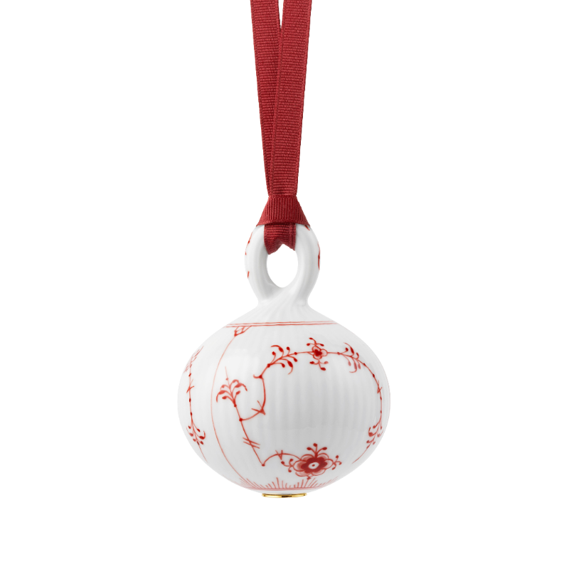 Royal Copenhagen Stjerne Riflet Jul rød musselmalet julekugle 9,5 cm
