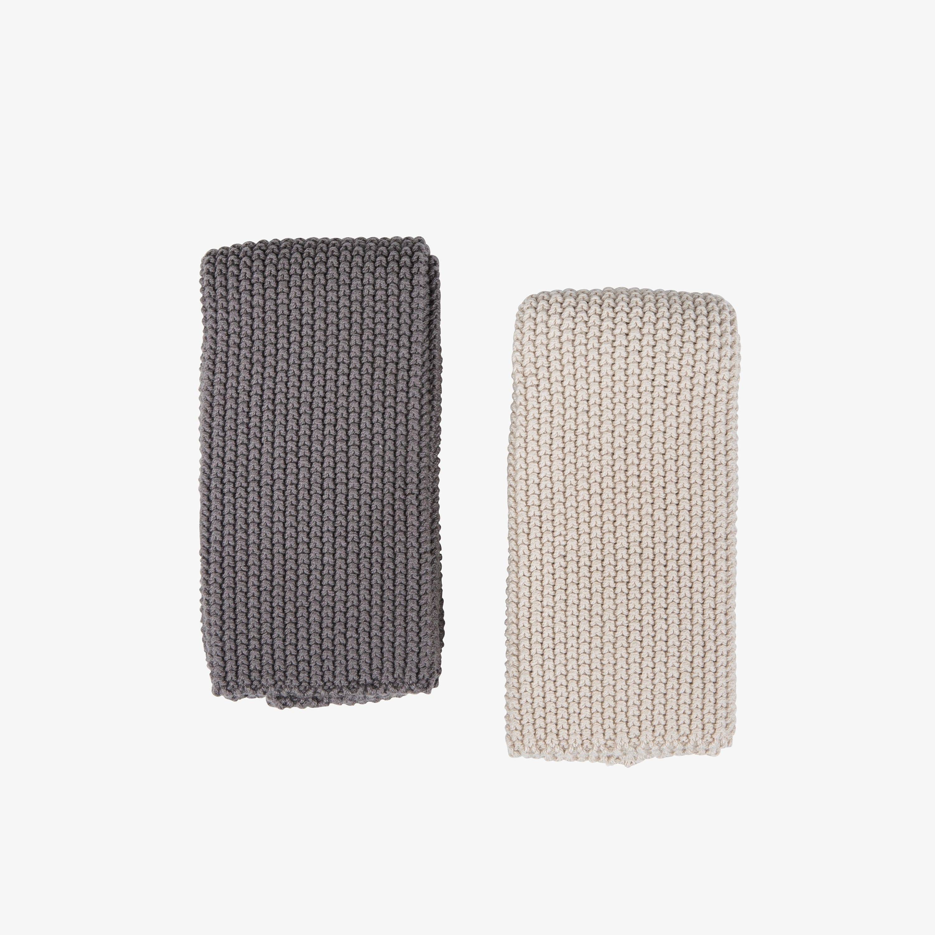Disktrasa Stickad 2-p Grå/Ljusbeige