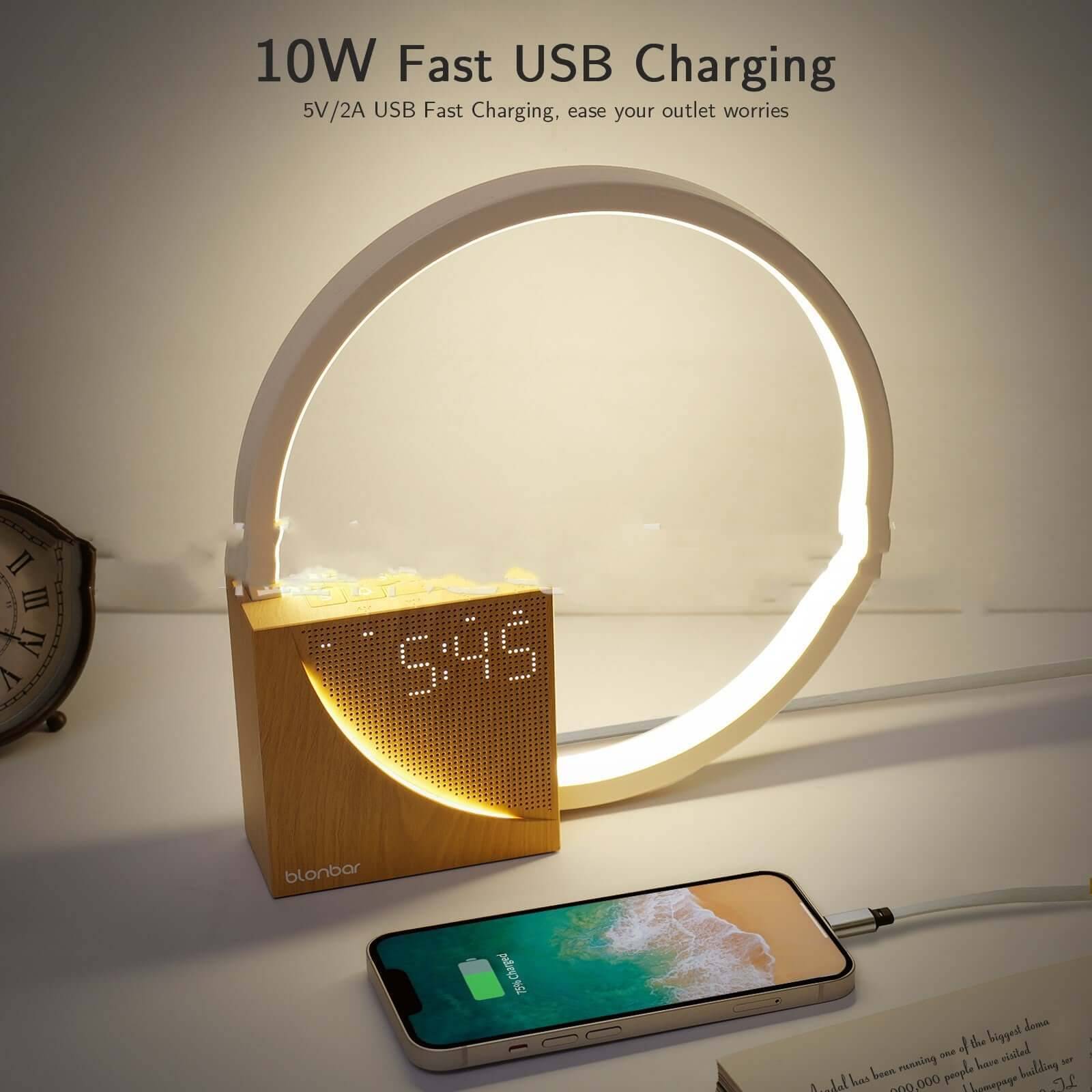 AuraZen Touch Bedside Lamp with Natural Sounds - US / Wooden