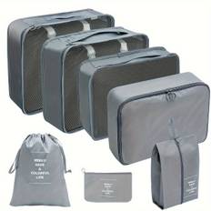 TEMU 7pcs Storage Bag Set, Luggage Packing Cubes, Clothes Underwear Organizer Bag Shoes Bag