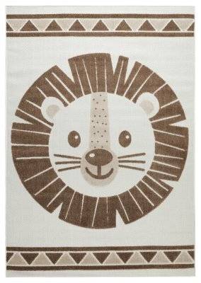 Barnmatta - Kind Lion (creme/brun) (Storlek: 130 x 190 cm)