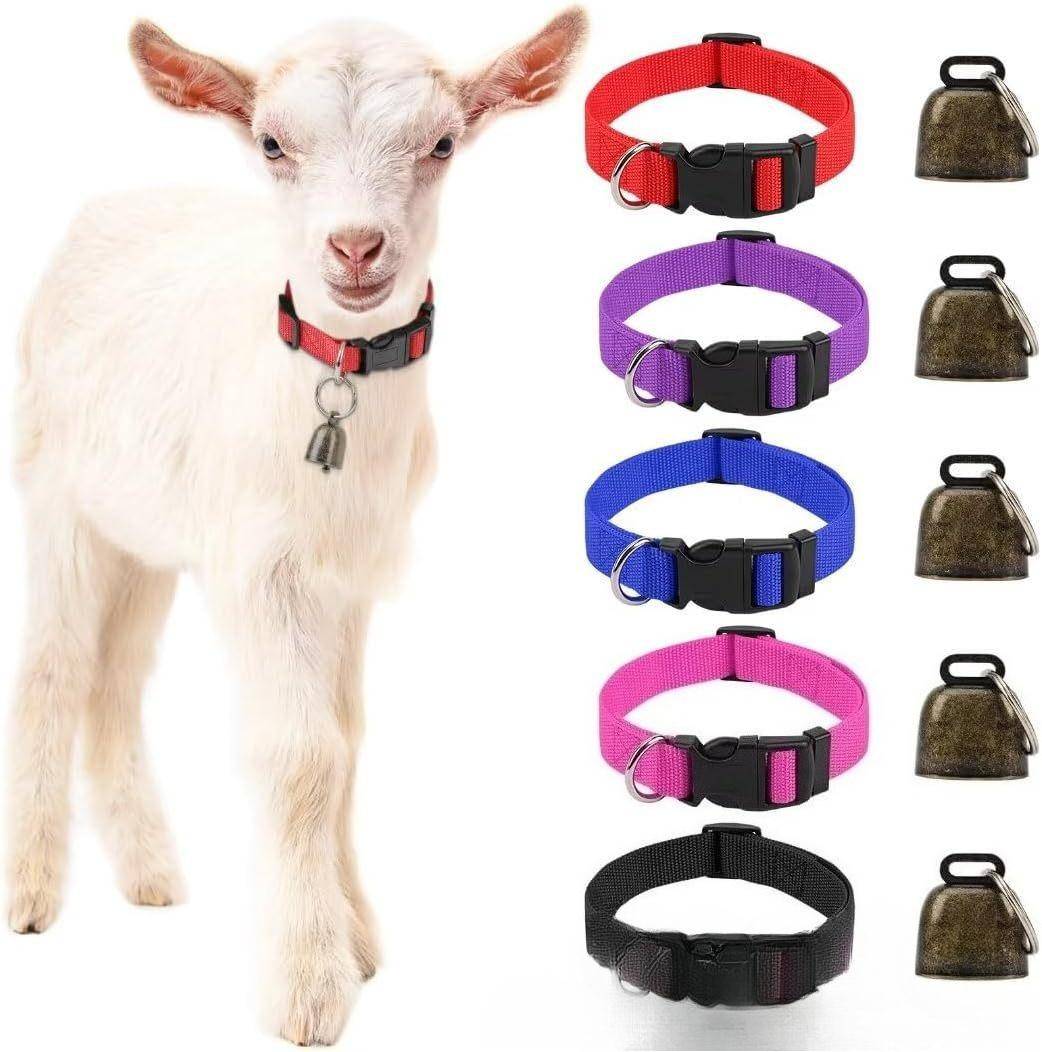 Justerbart nylonhalsband för husdjur med kopparklocka för get, får, boskap, häst - Anti-förlust beteshalsband för husdjur och boskapsdjur svart