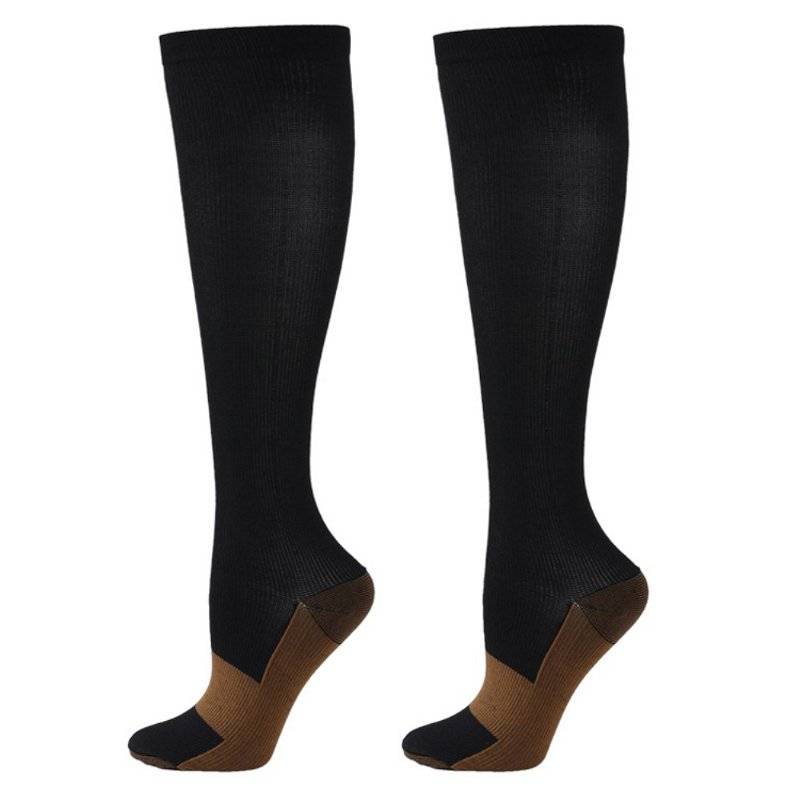 Kompressionsstrømper til sport og rejser, nylon, sorte, elastiske - str. 40-44, Large