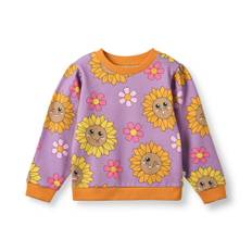 Småfolk Hidden With Sunflowers Sweatshirt Purple Iris  Purple iris-4-5 Y  Lila  4-5 år  kvinna