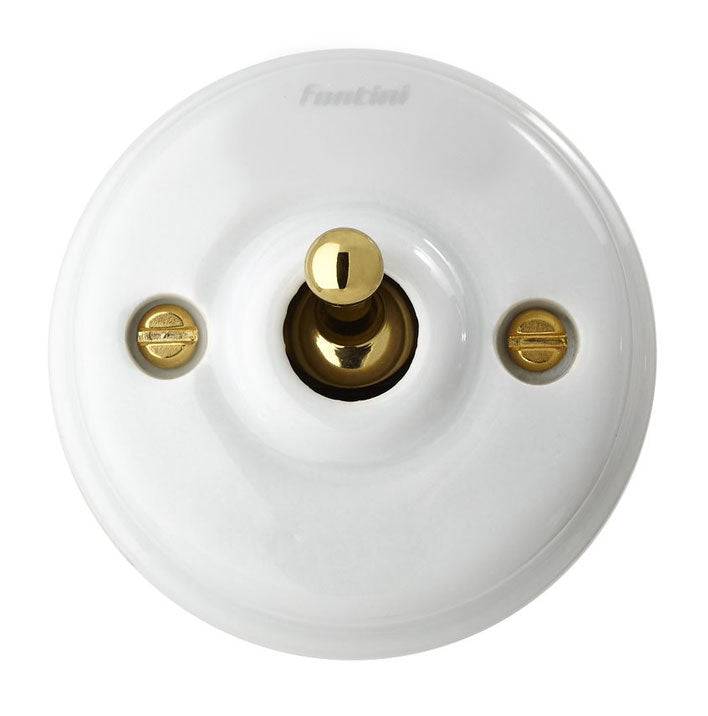 Dimmer vipp vitt porslin/mässing - Fontini utanpåliggande - Utan kulohål