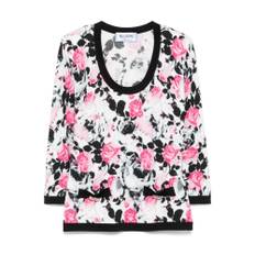 Blugirl, Strik, Dame, Flerfarvet, L, Uld, Hvid Crew Neck Sweater med Skulderpuder