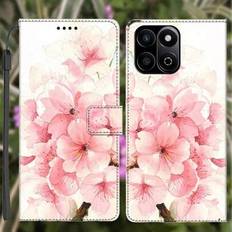 Faux Ostrich Texture PU-lädertelefonfodral med kortplatser, stöd, blommönster, levereras med nackrem, lämplig för alla hjärtans dag och vänners presen - Multifärgad (Multi-size)