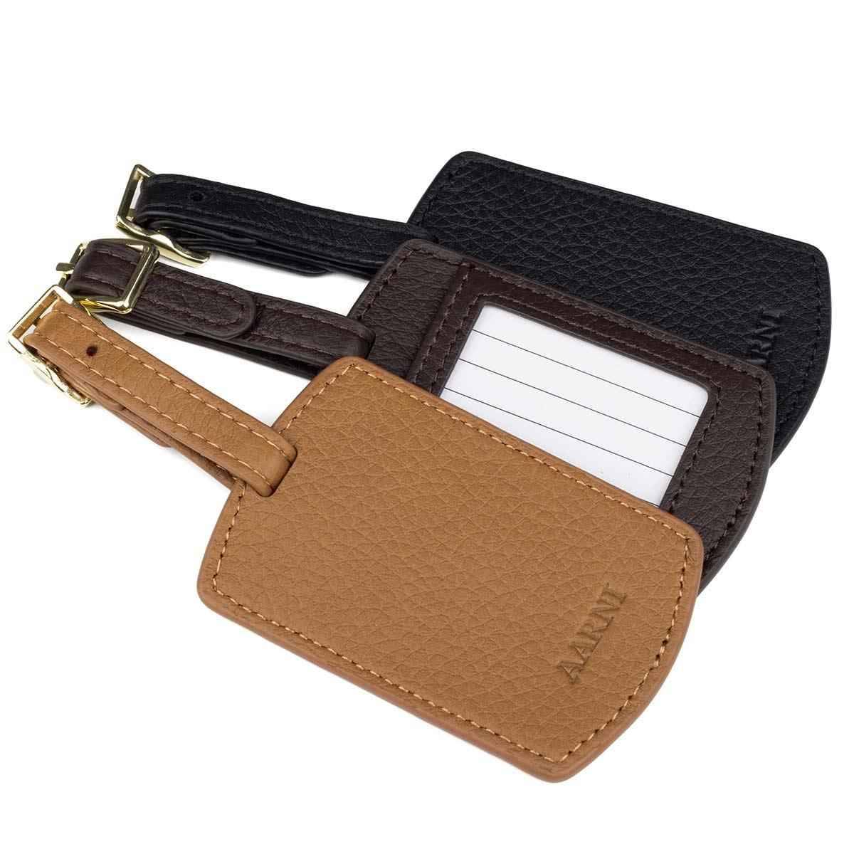 Elk Leather Luggage Tag - Dark Brown