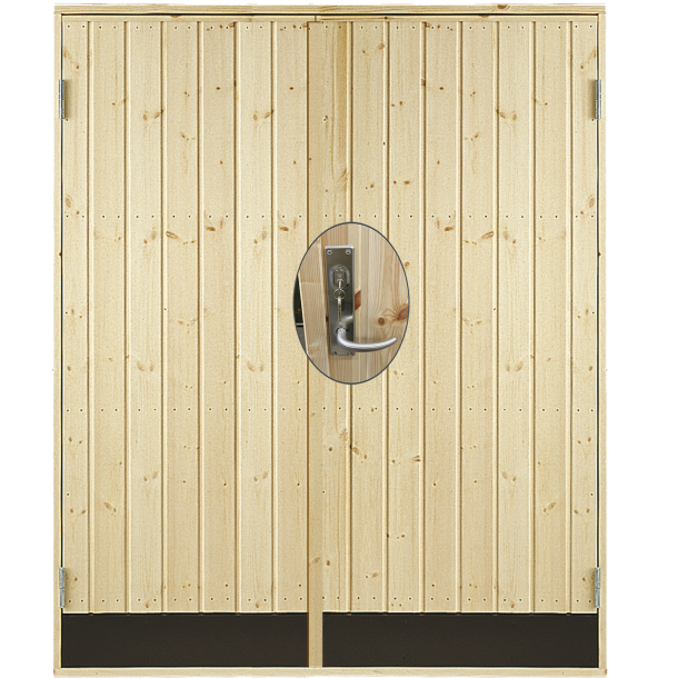 Dbl. udhusdør panel inkl. karm/montagesæt - HU - 151,2×197,8 cm
