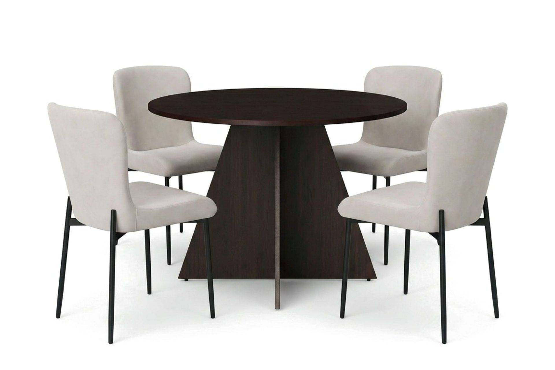 Vera Matgrupp runt 110 cm Rökt Ek med 4 Elsie Matstolar - ek/Beige Brun Bark