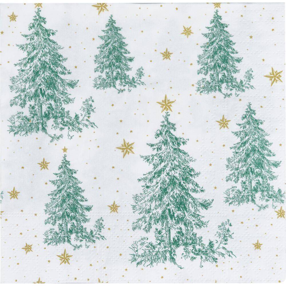 Frokostserviet, Christmas Tree, 3-lags, 1/4 fold, 33x33cm, flerfarvet, nyfiber - 1200 stk.