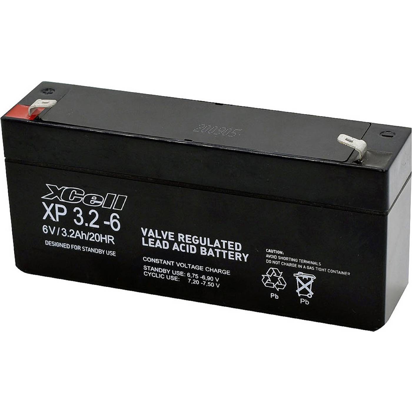 XCell XP 3.2 - 6 Blybatteri 6 V 3.2 Ah Bly AGM (B x H x D) 134 x 67 x 35 mm Stickkontakt 4.8 mm Underhållsfri