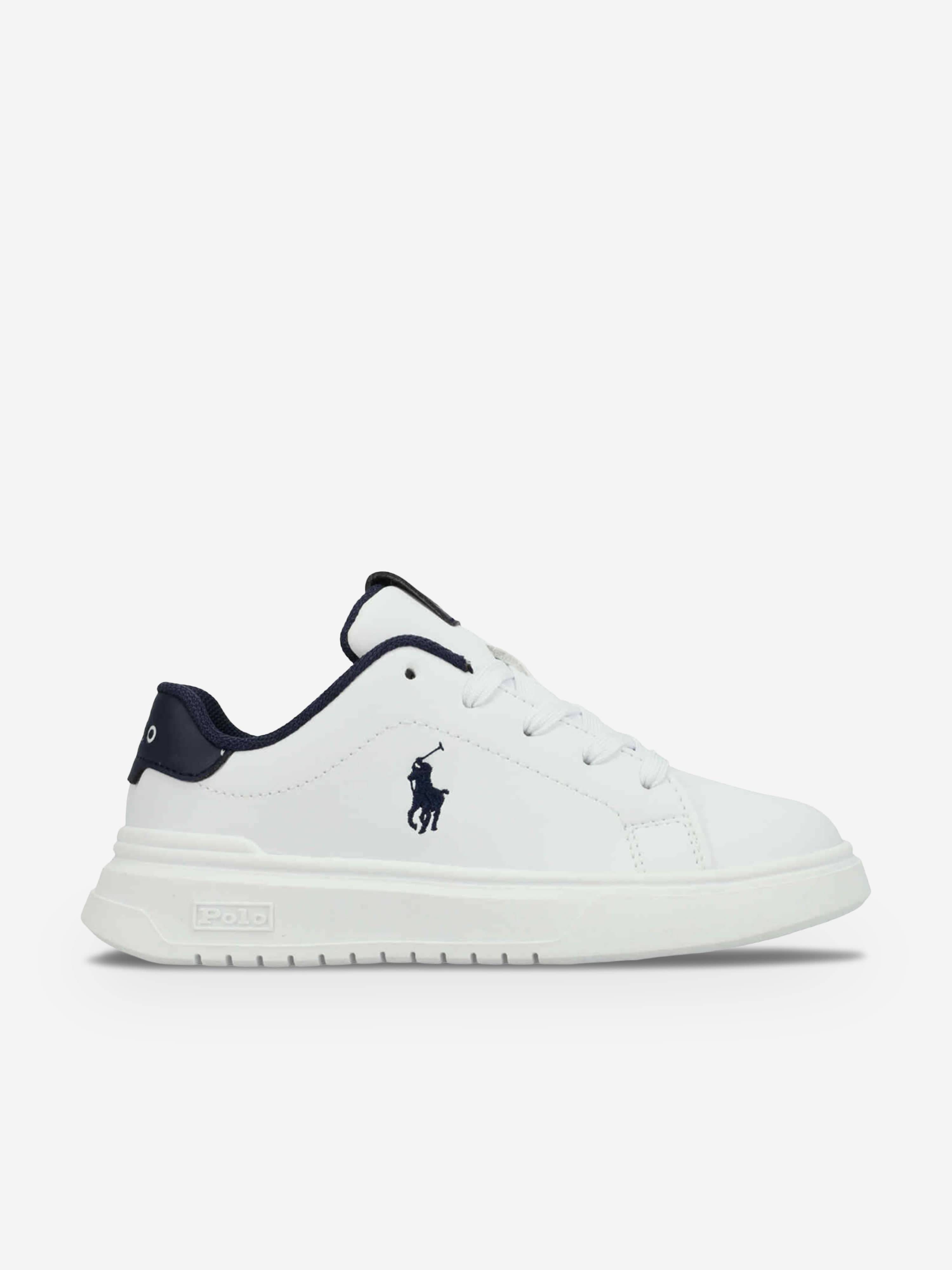 Ralph Lauren Kids Heritage Court Super Trainers in White - White / EU 34 UK 2.5 US 3
