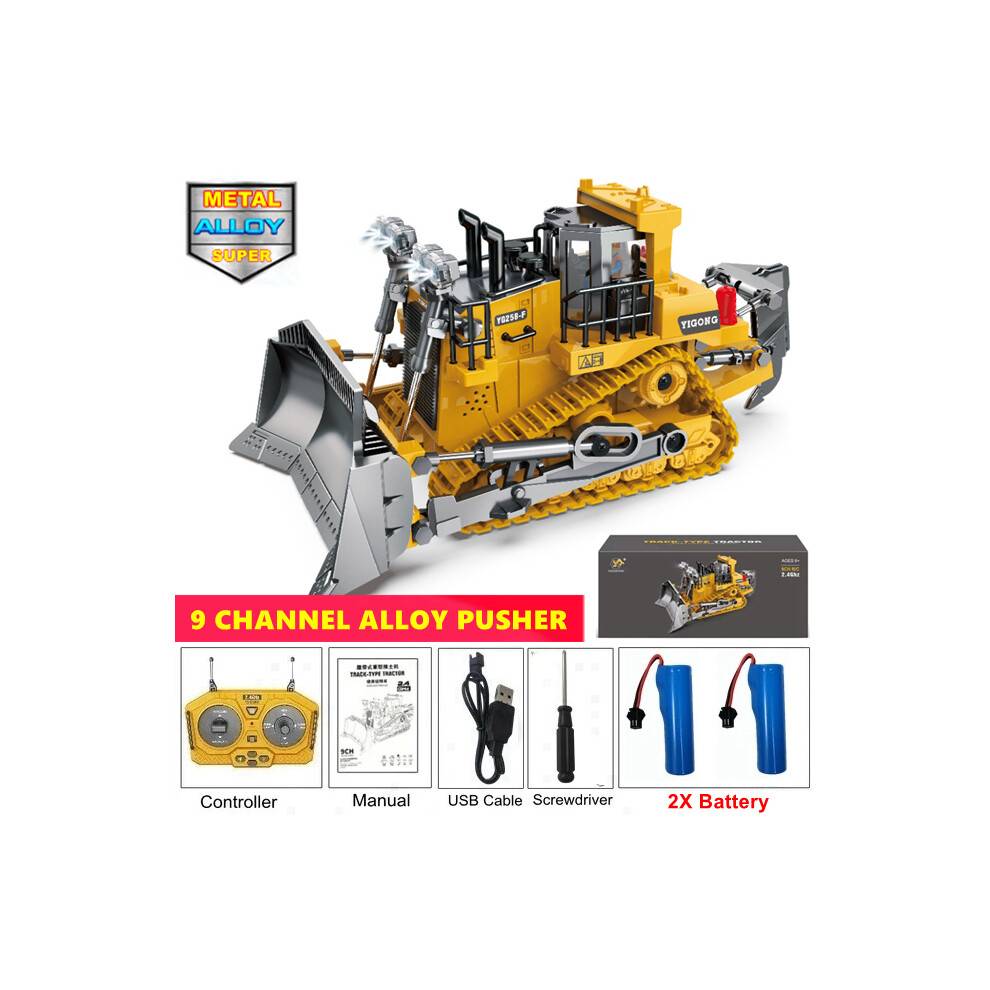 (Bulldozer 2Batteri)4WD Fjärrkontroll Grävmaskin 4x4 Legering Dumper Bulldozer Radio Modell RC Bilkonstruktion
