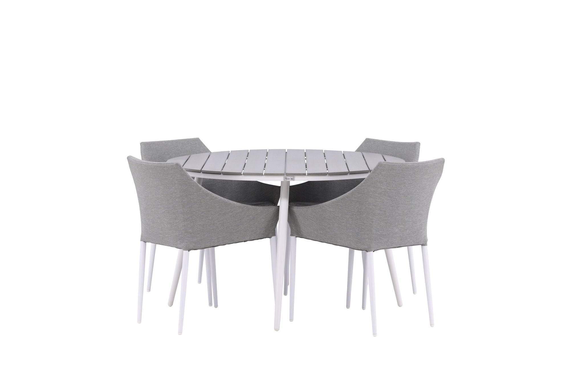 Venture Home Break - spisebord rund- White / Grey - Alu / Aintwood - 120ø _1+ Spoga - Spisebordsstol- White / Grey - - _4