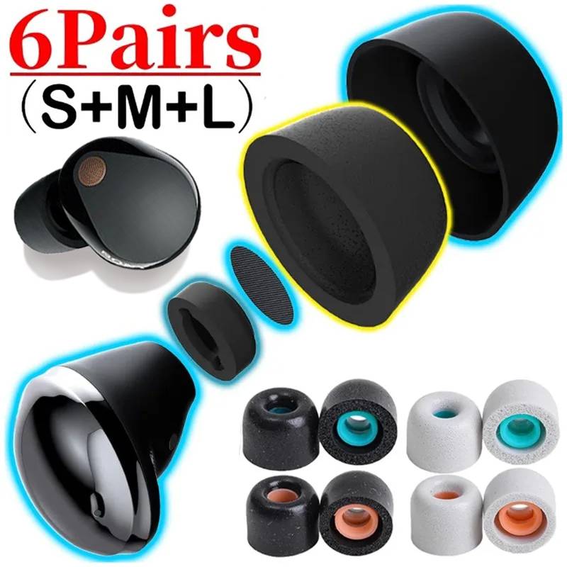6-1Pairs Memory Foam Tip for Sony WF-1000XM6 WF-1000XM5 WF-1000XM4 XM3 Replacement Earphones Anti-Slip Protective Sleeve Ear Cap