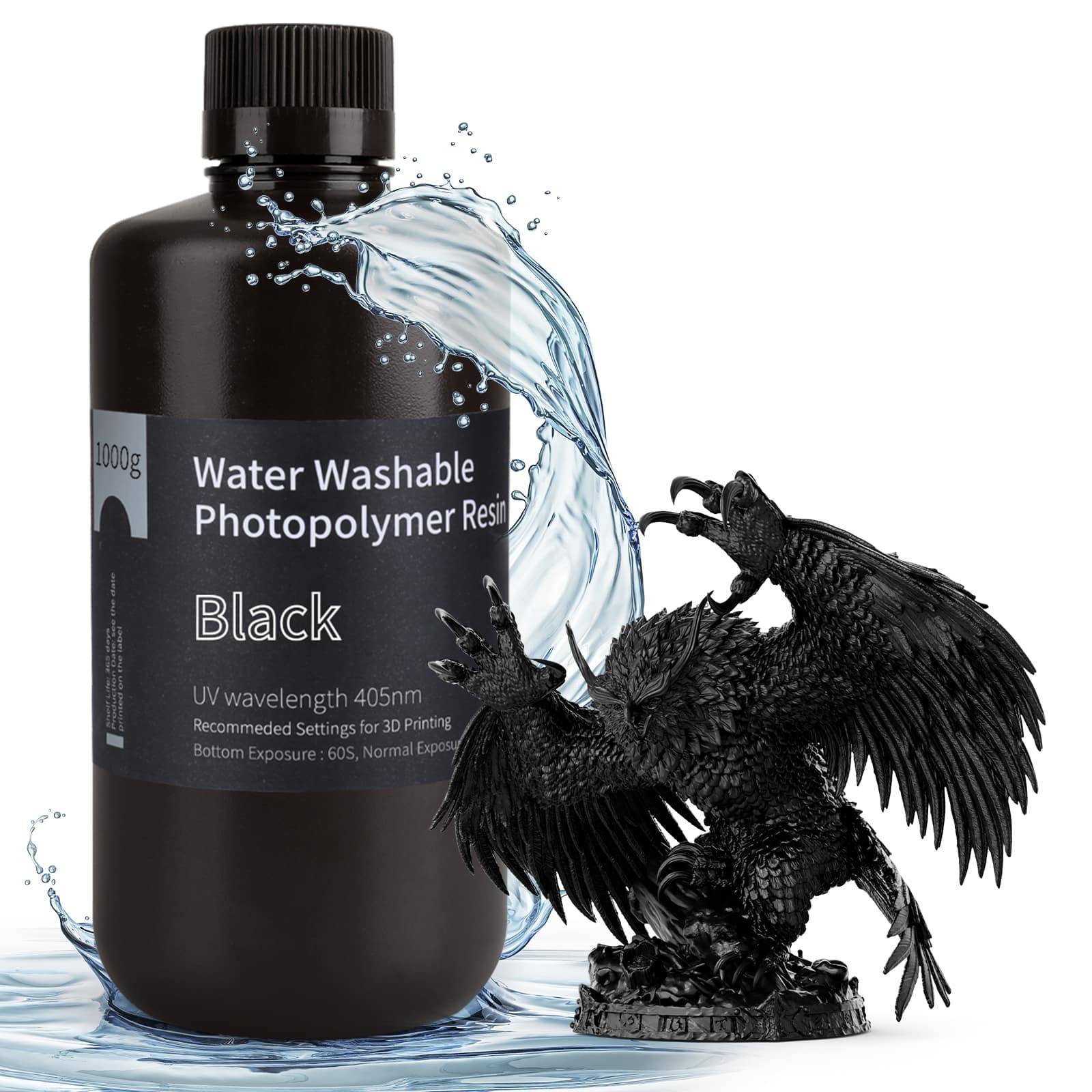 Elegoo Water-Washable Resin - 1 kg - Black.