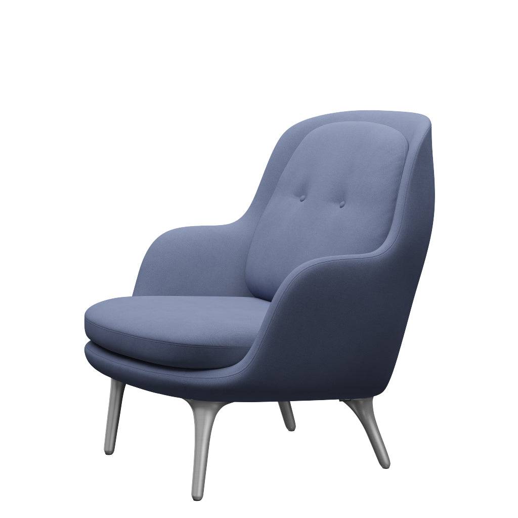 Fri Lænestol m. stel i aluminium fra Fritz Hansen Christianshavn - 1151 Light Blue Uni - Jacobsen Plus
