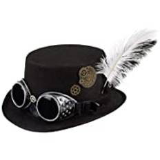 Boland 54502 – Hatt Spacepunk med glasögon och kugghjul, för kvinnor, svart, tillbehör, huvudbonad, steampunk, 80-talet, temafest, karneval