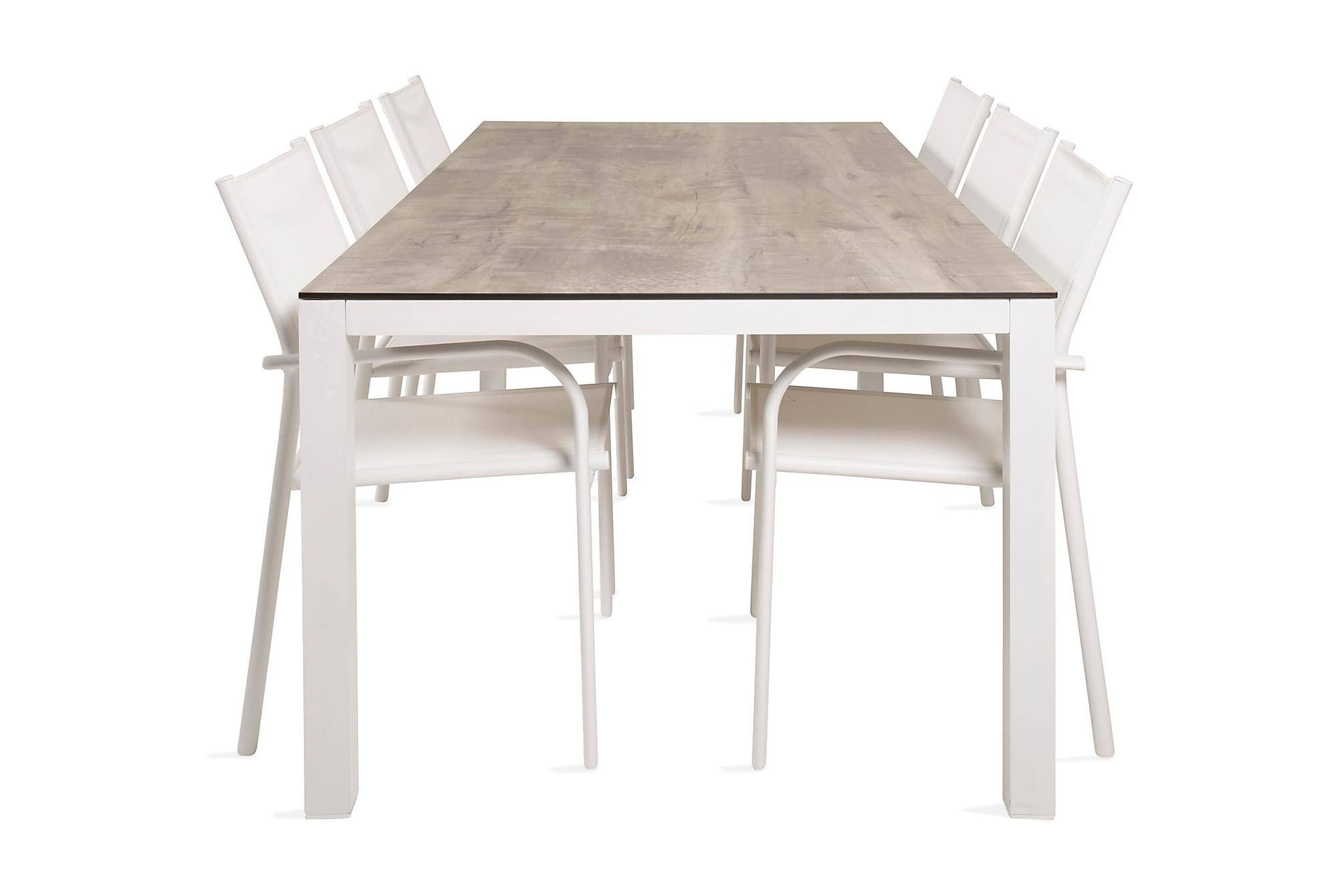 Venture Home Llama Matgrupp Utomhus 205cm + 6 Santorini Karmstolar - Vit/Grå Matgrupper utomhus