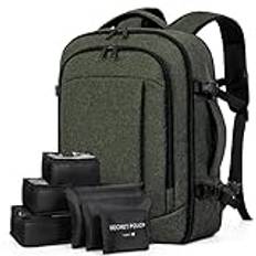 Lekespring Kabinbagage 45 x 36 x 20 easyjet reseryggsäck | kabinväska herr dam - väska 40 x 20 x 25 x 25 ryanair med 6 organisationspåsar - affärsresa skola semester, Mörkgrön, XL: 45x28x32 (40L),