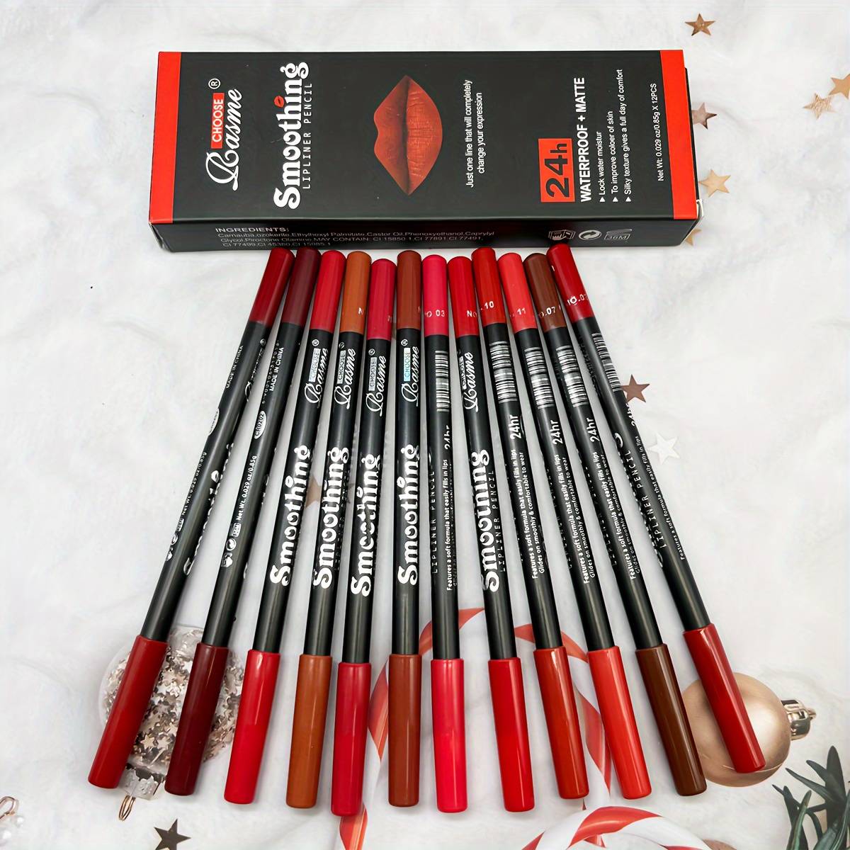 TEMU 12-color Hook Line Lip Pencil Makeup Brown Matte Cup Lip Liner Lipstick