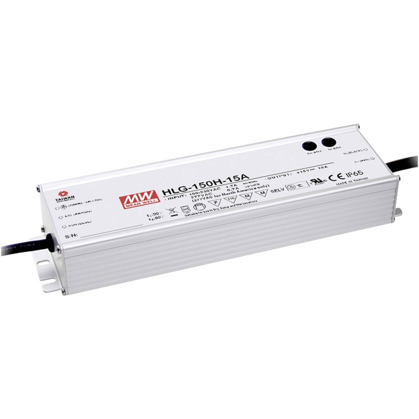 MEAN WELL HLG-150H-24B LED driver, LED transformator Konstantspänning, Konstantström 150 W 6.3 A 12 - 24 V/DC dimbar, PFC-krets, Överbelastningsskydd 1 st