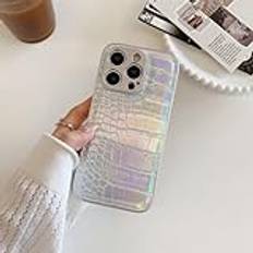 Fashion Laser Alligator Mönster Läderfodral För iPhone 15 Plus 14 11 13 12 Pro Max XS XR X Metall Kameralinsskydd, Laser, för iPhone XS Max