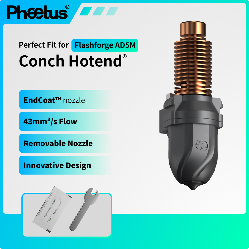 Phaetus Conch Hotend Perfect Fit for Flashforge AD5M/AD5M Pro EndCoat V6 Removable Nozzle Flashforge Adventurer 5M