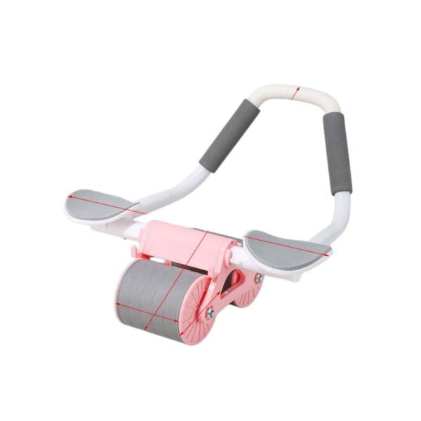 Ab roller med armbågsskydd – tvåhjulig tyst ab roller med fjäderåterfjädring, halkfritt skumhandtag och telefonhållare Pink