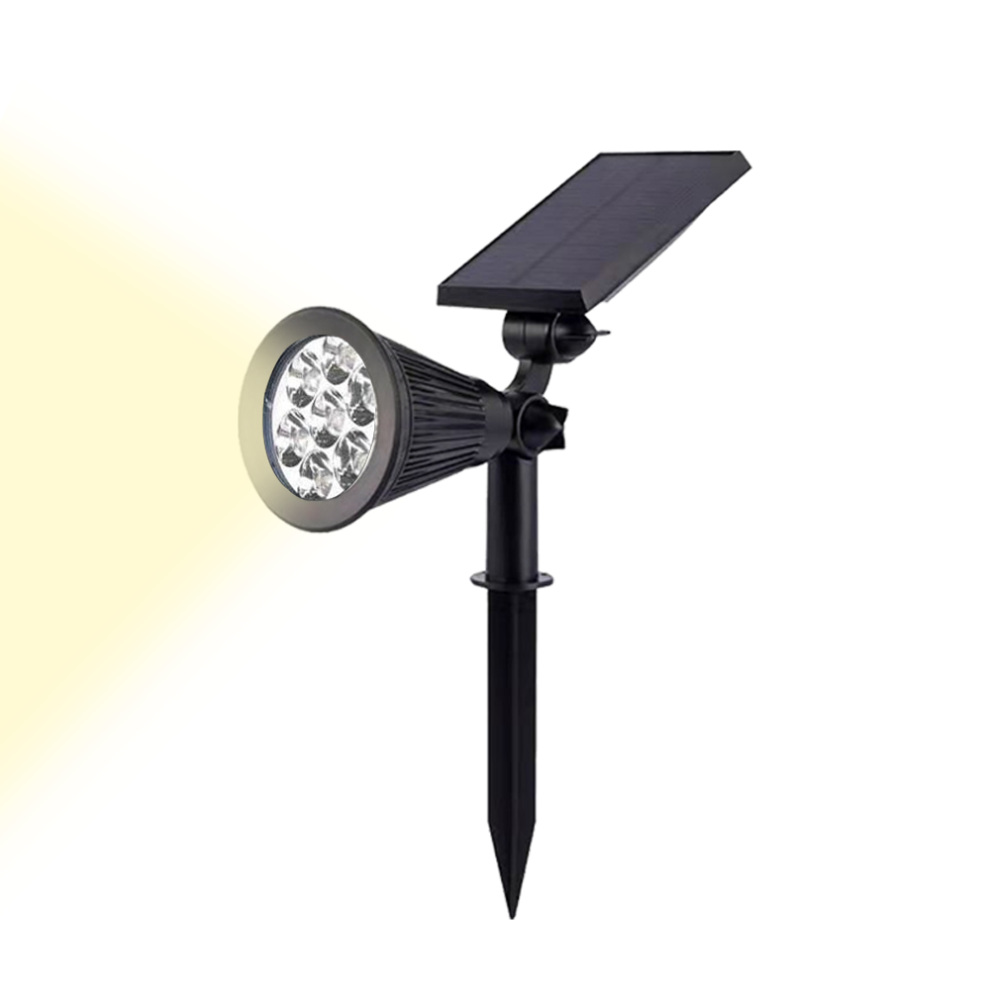 Udendørs solcelledrevne spotlights, drift fra skumring til daggry med indbygget lyssensor, vandtæt design til udendørs brug i forskellige