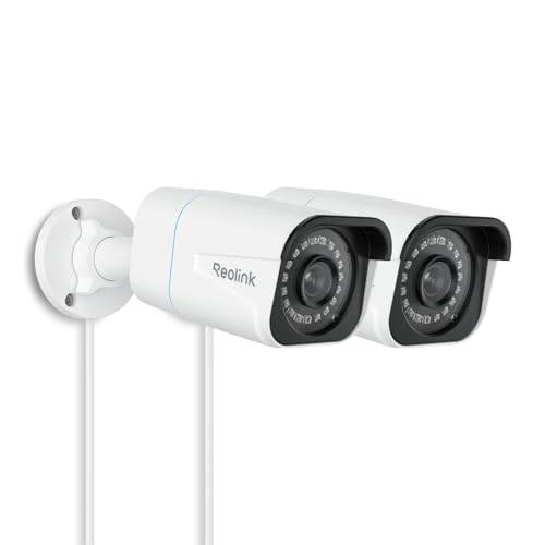 Reolink 2 Stück 4K Smarte PoE IP Kamera Outdoor mit Personen-/Autoerkennung, 8MP Überwachungskamera Aussen mit microSD Kartensteckplatz, 30m IR Nachtsicht, IP67, Zeitraffer, Fernzugriff, RLC-810A