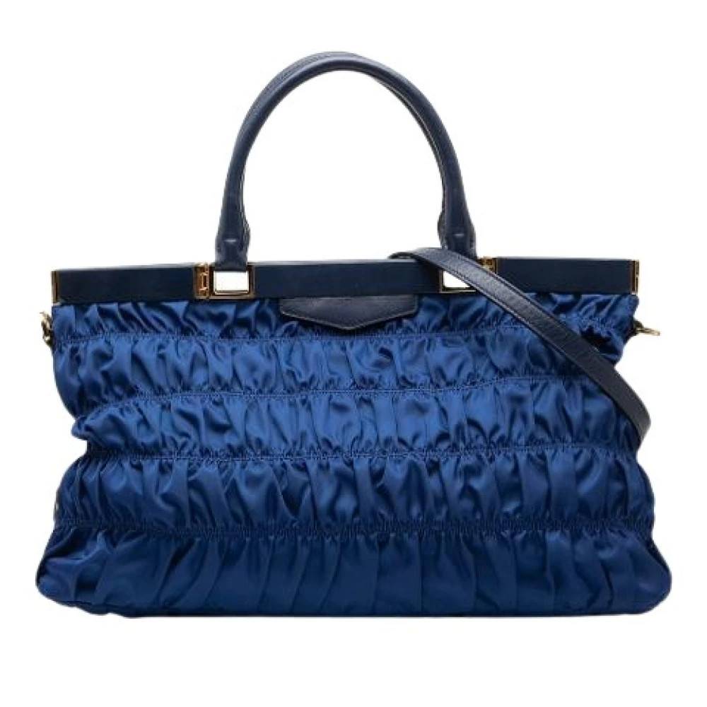 Prada Vintage Pre-owned Nylon Satchel - Vintage - Dame - Blå - ONE SIZE - Nylon