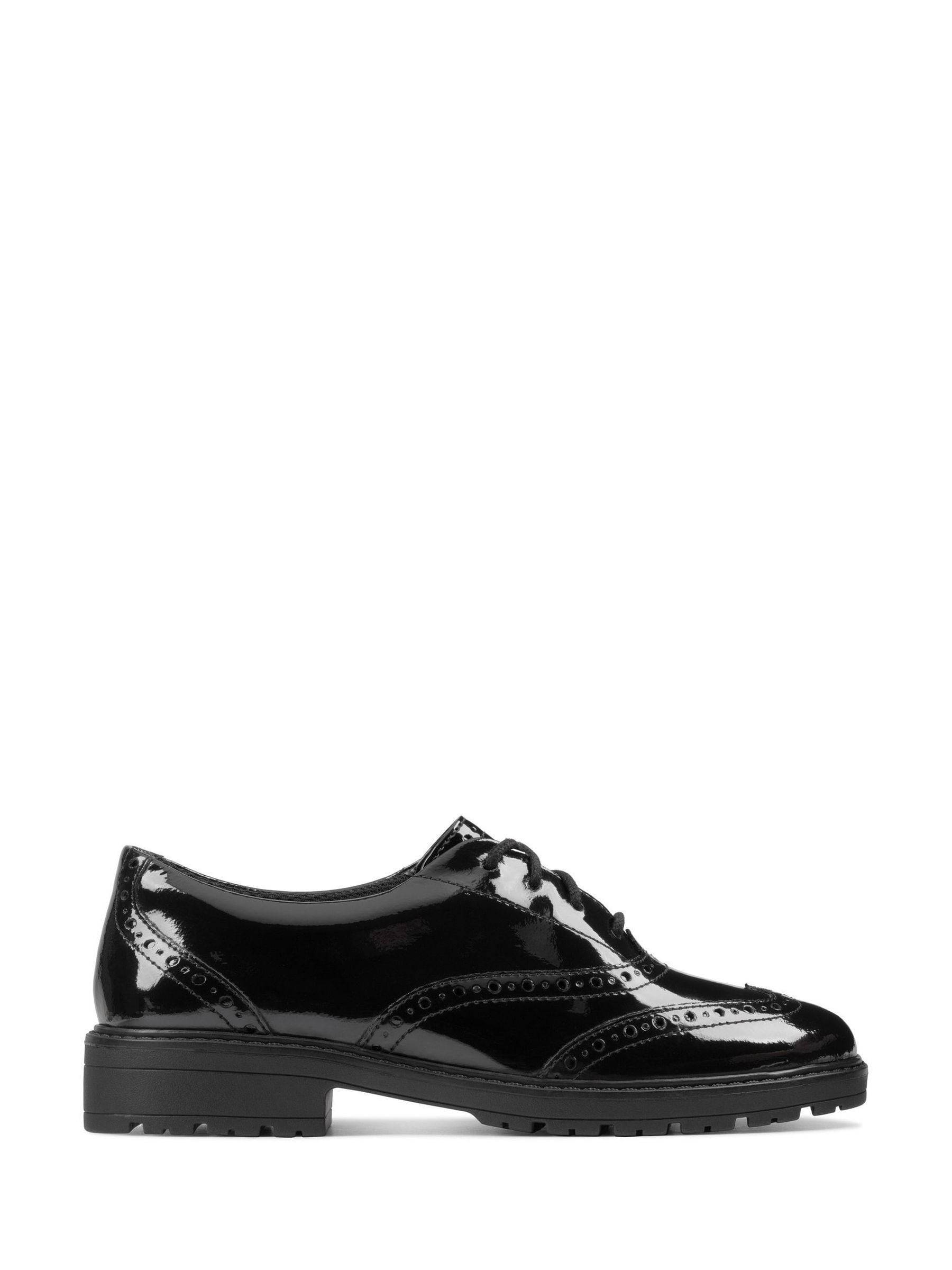 Clarks Clarks Black Patent Loxham Brogue Youth School Shoes - EU 25 (UK 7.5 F)
