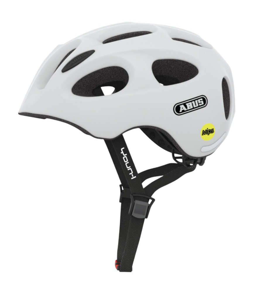 Cykelhjälm med belysning ungdom ABUS Youn-I MIPS-Polar matt / Vit / S (48-54 cm)